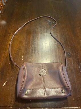 Vintage Brown Leather Crossbody Bag with Logo Accent